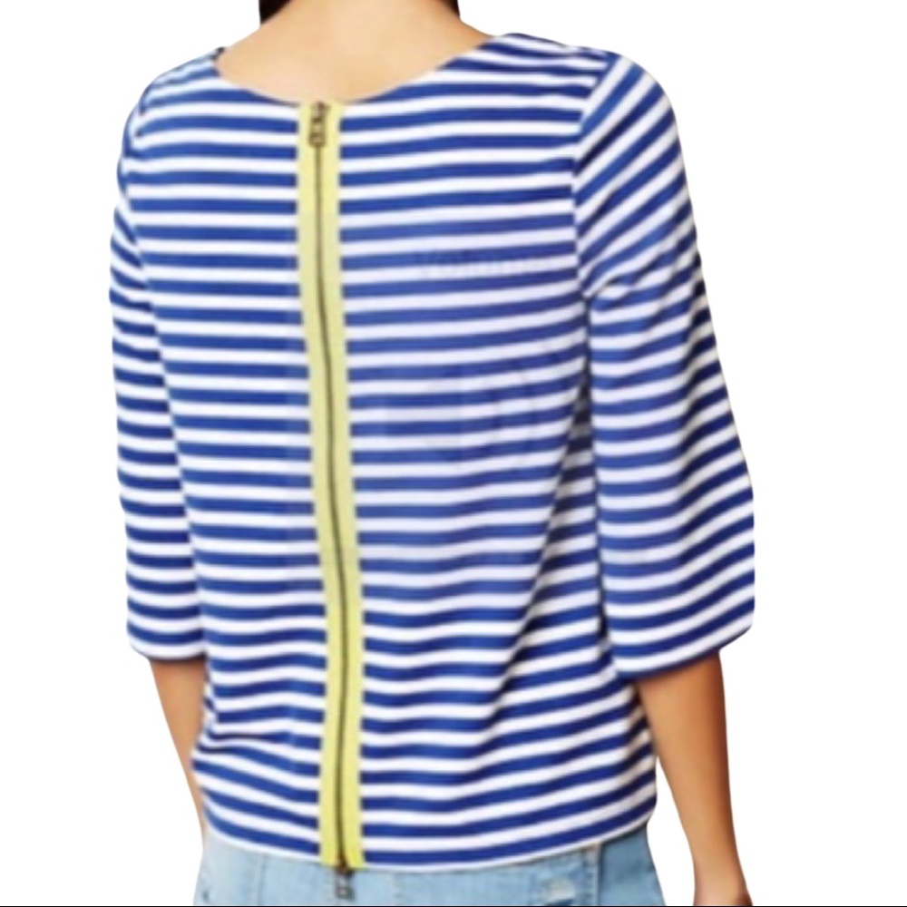 Anthro Postmark Genoa Stripe Zipper Back Top XS - Picture 3 of 12